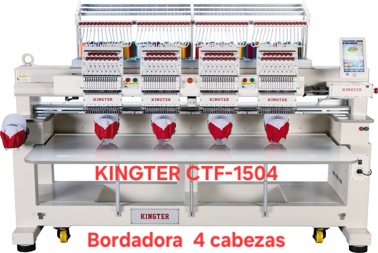 Bordadora Industrial Kingter Kt 1504 Kit Gorra Máquina Bordar 4 Cabezas Cabezotes