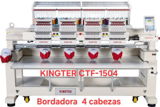 Bordadora Industrial Kingter Kt 1504 Kit Gorra Máquina Bordar 4 Cabezas Cabezotes