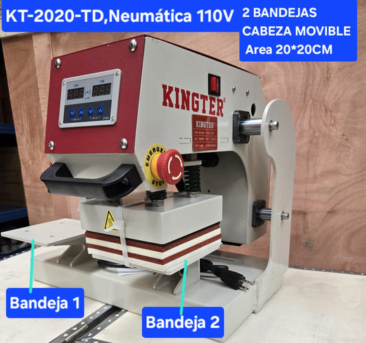 Estampadora Sublimadora Termofijadora Neumatica 20x20 Kingter KT 2020 TD 2 Bandejas