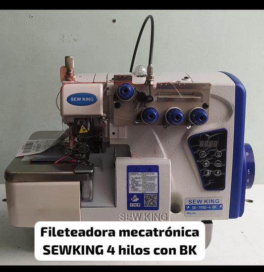 Fileteadora Mecatronica Sew King SK 798 4 D BK Máquina De Coser Remate