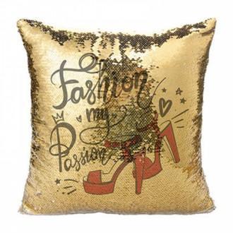 Cojín Sublimación Lentejuelas Dorado + Relleno Gratis X 5 IT 604 - Commercio