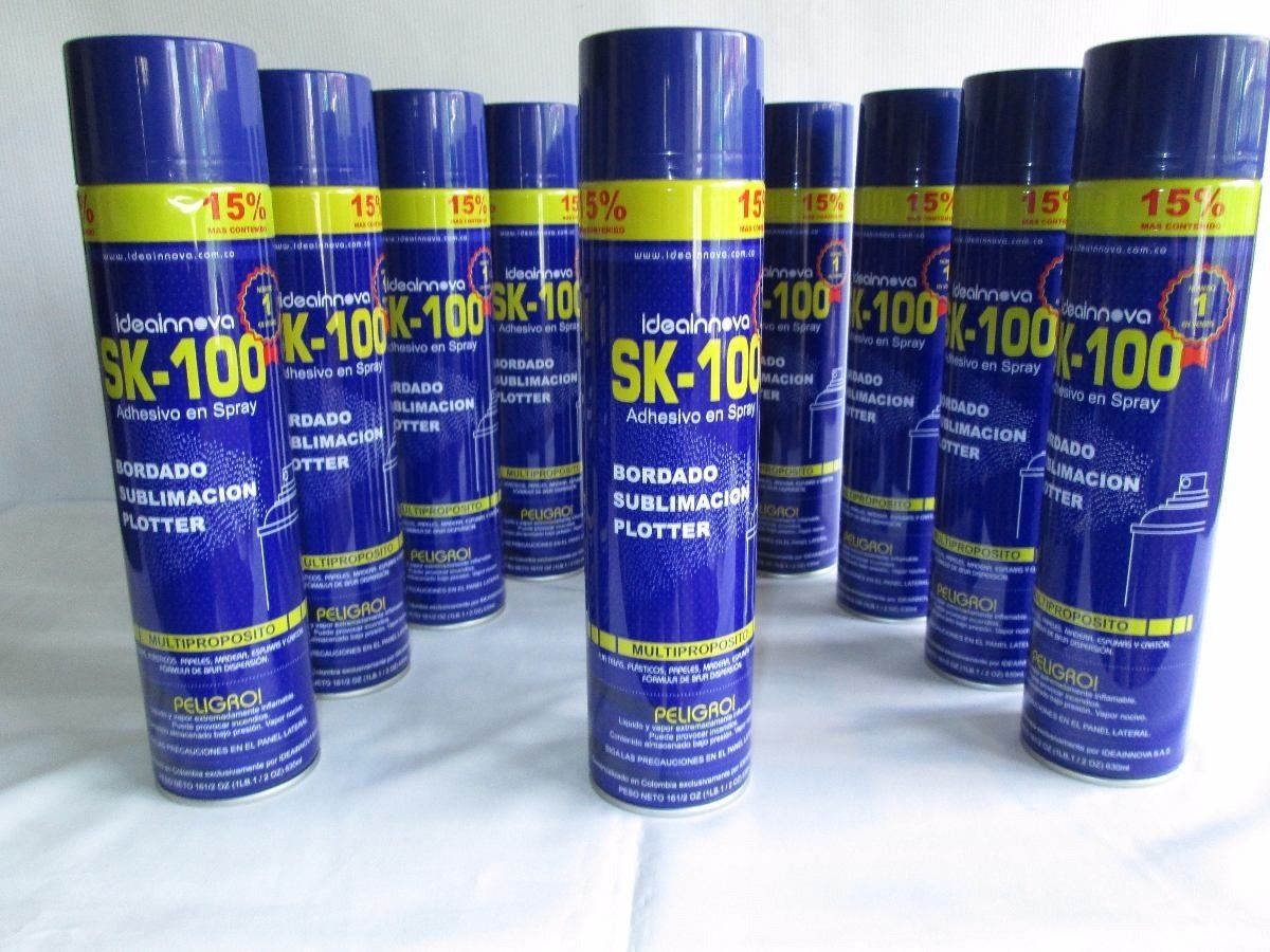 Adhesivo Pegamento Spray Reposicionable SK 100 Aerosol Bordado Sublimación Plotter - Commercio