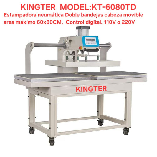 Plancha Neumatica Estampadora Sublimadora Termofijadora KINGTER Kt 60x80 TD 110V Doble Bandeja