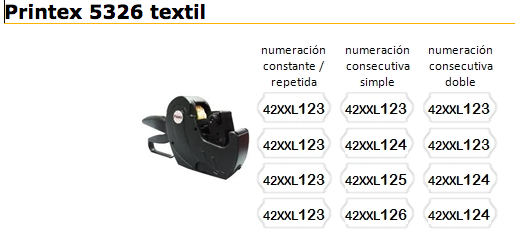 Etiquetadora Printex 5326 Manual Tiqueteadora Textiles Consecutiva Alfanumerica
