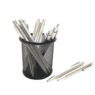 Esfero Promo Retractile Plateado Mina Azul X 50 IT 548 - Commercio