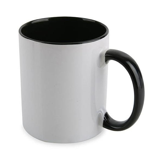 Pocillos Sublimación 11 Oz Mugs X 36 Unds (Negro Oreja y Fondo) - Commercio