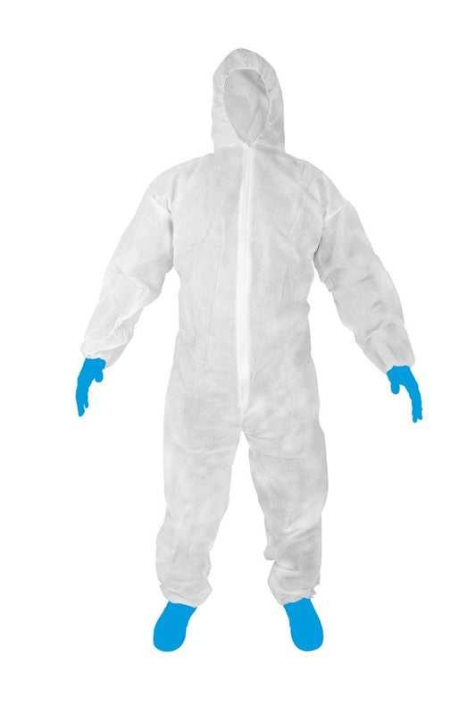 Overol Bata Traje Seguridad Tela Quirurgica Desechable Capota Y Cremallera - Commercio